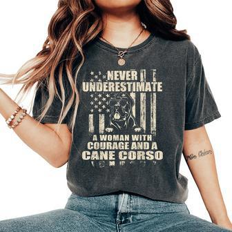 Never Underestimate Woman And A Cane Corso Usa Flag Women's Oversized Comfort T-Shirt - Thegiftio UK