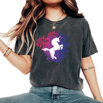 Unicorn On Floral Explosion Bisexuality Relaxed Fit Women's Oversized Comfort T-shirt | Mazezy