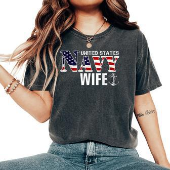 United States Vintage Navy With American Flag For Wife Women's Oversized Comfort T-Shirt | Mazezy