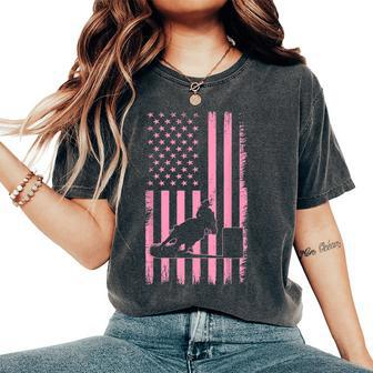 Us Flag Pink Cowgirl Rodeo Western Horse Barrel Racing Women's Oversized Comfort T-shirt | Mazezy