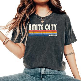 Vintage Retro 70S 80S Style Hometown Of Amite City La Women's Oversized Comfort T-Shirt | Mazezy