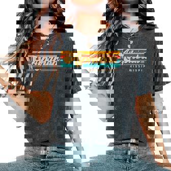 Vintage Sunset Stripes Alphaba Mississippi Women's Oversized Comfort T-Shirt | Mazezy