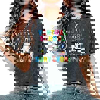 Virtual School Survivor Unicorn Fox Turtle Women's Oversized Comfort T-Shirt | Mazezy