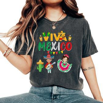 Viva Mexico Boy Girl Maracas Mexican Independence Women's Oversized Comfort T-Shirt - Seseable