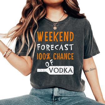 Vodka Humor Weekend Forecast 100 Chance Of Vodka Women's Oversized Comfort T-Shirt - Seseable