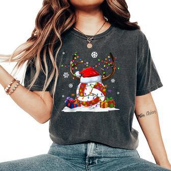 Volleyball Lovers Reindeer Santa Hat Ugly Christmas Sweater Women's Oversized Comfort T-Shirt - Monsterry