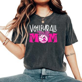 Volleyball Mom Pink Ribbon Breast Cancer Awareness Fighters Women's Oversized Comfort T-Shirt - Seseable