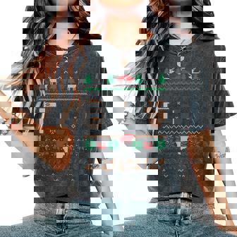 All I Want For Christmas Is Coffee Barista Ugly Sweater Women's Oversized Comfort T-Shirt | Mazezy