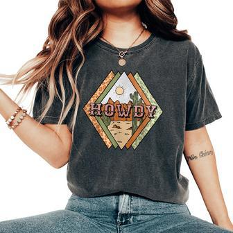 Western Country Cowgirl Rodeo Horse Girl Howdy Cactus Desert Women's Oversized Comfort T-shirt | Mazezy