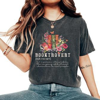 Wildflower Booktrovert Definition Book Lover Bookish Library Women's Oversized Comfort T-Shirt - Seseable