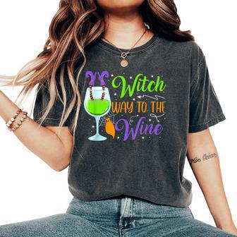 Witch Way To The Wine Halloween Wine Drink Lover Boys Women's Oversized Comfort T-Shirt - Thegiftio UK