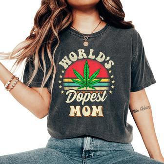 Worlds Dopest Mom Vintage Sunset 420 Family Matching Outfits Women's Oversized Comfort T-Shirt | Mazezy