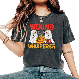 Wound Whisperer Ghost Nurse Pumpkin Happy Halloween Women's Oversized Comfort T-Shirt | Mazezy