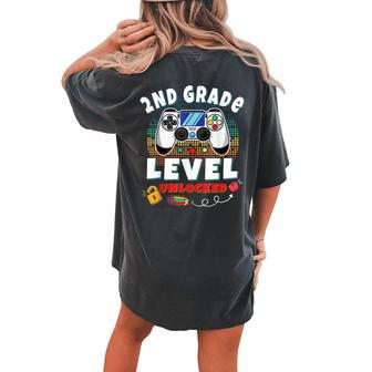 2Nd Grade Level Unlocked Video Game Back To School Boys Women's Oversized Comfort T-shirt Back Print | Mazezy