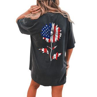 4Th Of July Daisy Usa Flag July The Fourth Women's Oversized Comfort T-Shirt Back Print | Mazezy
