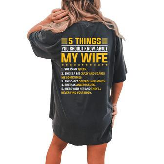 5 Things You Should Know About My Wife Mommy Women's Oversized Comfort T-shirt Back Print - Monsterry