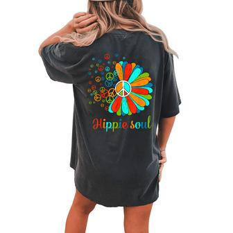 60S 70S Peace Sign Tie Dye Hippie Sunflower Outfit Women's Oversized Graphic Back Print Comfort T-shirt
