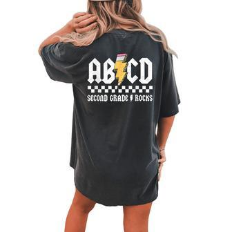 Abcd Second Grade Rocks Pencil Lightning Back To School 2023 Women's Oversized Comfort T-shirt Back Print - Seseable