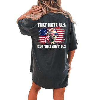 American Usa Flag 4Th Of July Patriotic Womens Women's Oversized Comfort T-Shirt Back Print | Mazezy