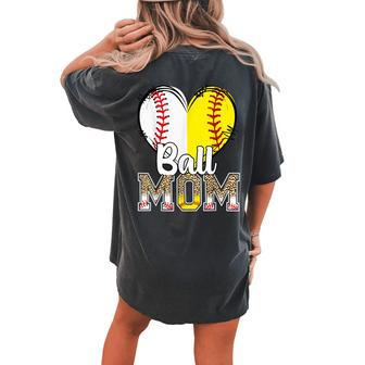 Awesome Leopard Ball Mom Baseball Lover Women Women's Oversized Comfort T-Shirt Back Print | Mazezy