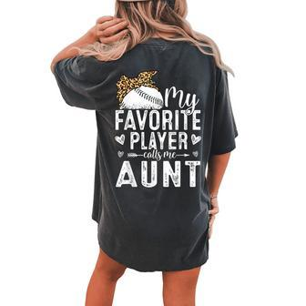 Baseball Aunt Leopard Baseball Lovers Women's Oversized Comfort T-Shirt Back Print | Mazezy