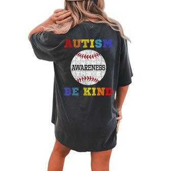 Baseball Lover Autism Awareness Puzzle Be Kind Kindness Women's Oversized Comfort T-Shirt Back Print | Mazezy AU