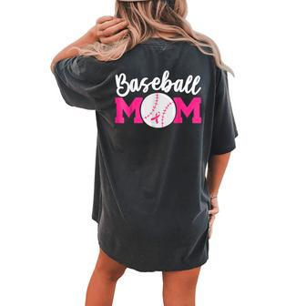 Baseball Mom Pink Ribbon Breast Cancer Awareness Fighters Women's Oversized Comfort T-shirt Back Print - Seseable