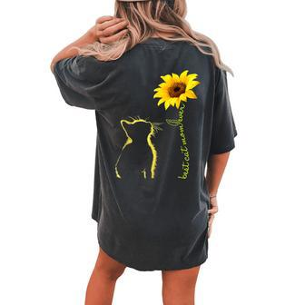 Best Cat Mom Ever Cat Lover Sunflower Pet Lover Women's Oversized Comfort T-shirt Back Print - Seseable