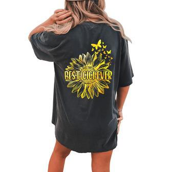 Best Gigi Ever Sunflower Women's Oversized Comfort T-Shirt Back Print | Mazezy