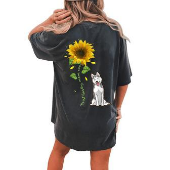 Best Husky Mom Ever Sunflower Women's Oversized Comfort T-Shirt Back Print | Mazezy