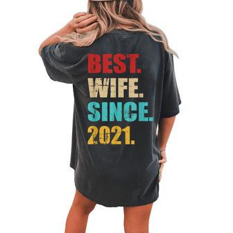 Best Wife Since 2021 For 2Nd Wedding Anniversary Vintage Women's Oversized Comfort T-Shirt Back Print | Mazezy