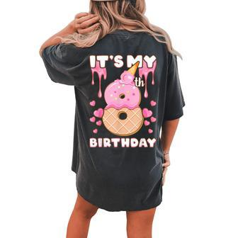 Birthday Girl 8 Years Ice Cream It's My 8Th Birthday Women's Oversized Comfort T-shirt Back Print - Seseable