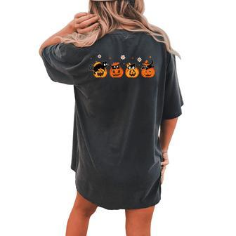 Black Cats Pumpkin Cute Halloween Cat Lover Girls Women's Oversized Comfort T-shirt Back Print - Thegiftio UK