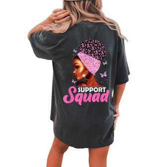 Black Queen Support Squad Breast Cancer Awareness Women's Oversized Comfort T-shirt Back Print - Seseable