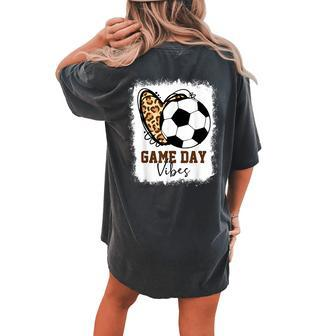 Bleached Soccer Game Day Vibes Soccer Mom Game Day Season Women's Oversized Comfort T-shirt Back Print - Seseable