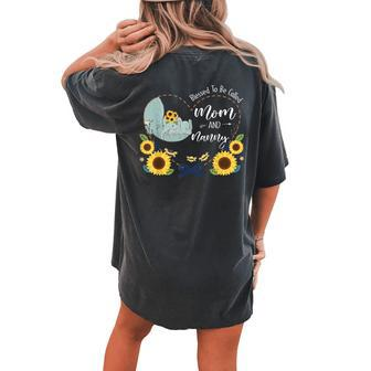 Blessed To Be Called Mom And Nanny Sunflower Elephant Women's Oversized Comfort T-Shirt Back Print | Mazezy