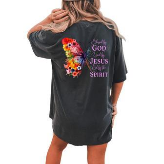 Blessed By God Loved By Jesus Butterfly Women's Oversized Comfort T-shirt Back Print - Monsterry UK