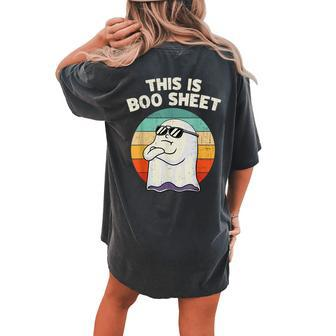 This Is Boo Sheet Ghost Retro Sunglasses Halloween Women's Oversized Comfort T-shirt Back Print - Seseable
