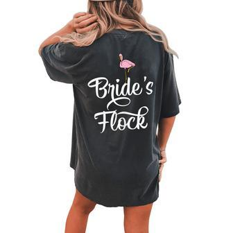 Brides Flock Flamingo Bachelorette Party Wedding Women's Oversized Comfort T-Shirt Back Print | Mazezy