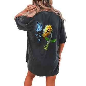 Butterfly Sunflower Addison Disease Awareness Women's Oversized Comfort T-Shirt Back Print | Mazezy