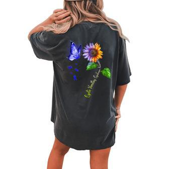 Butterfly Sunflower Cyclic Vomiting Syndrome Awareness Women's Oversized Comfort T-Shirt Back Print | Mazezy