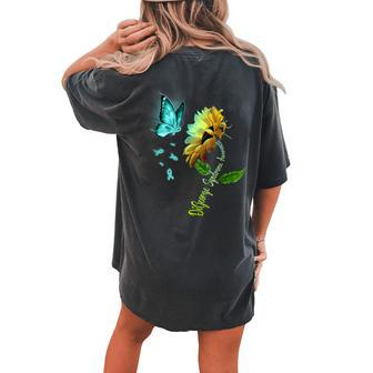 Butterfly Sunflower Digeorge Syndrome Awareness Women's Oversized Comfort T-Shirt Back Print | Mazezy
