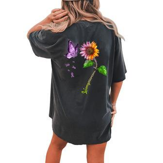 Butterfly Sunflower Leiomyosarcoma Awareness Women's Oversized Comfort T-Shirt Back Print | Mazezy