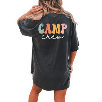 Camp Crew Retro Groovy Vintage Happy First Day Of School Women's Oversized Comfort T-Shirt Back Print | Mazezy