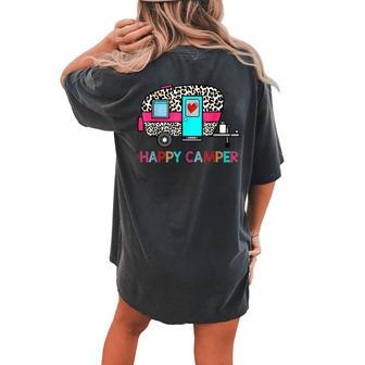 Camper Happy Summer Camp Camping Leopard Glamping Women's Oversized Comfort T-Shirt Back Print | Mazezy
