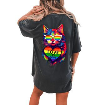 Cat Lgbt Flag Gay Pride Month Transgender Rainbow Lesbian Women's Oversized Comfort T-shirt Back Print - Monsterry CA