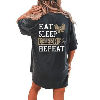 Cheerleading Daughter Leopard Cheetah Print Cheer Mom Women's Oversized Comfort T-Shirt Back Print | Mazezy