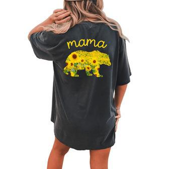 Christmas Floral Father Mama Bear Sunflower Women's Oversized Comfort T-Shirt Back Print | Mazezy
