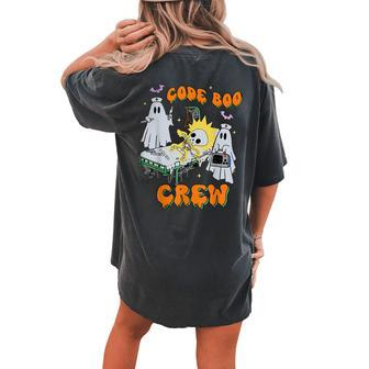 Code Boo Crew Ghost Nurse Halloween Costume Nursing Women's Oversized Comfort T-shirt Back Print - Monsterry UK