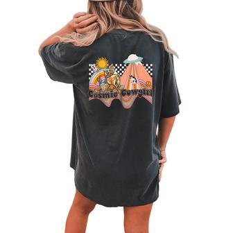 Cosmic Western Country Space Desert Cowgirl Women's Oversized Comfort T-Shirt Back Print | Mazezy